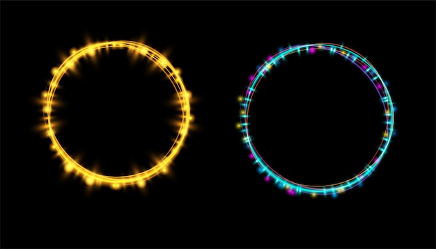 Abstract neon gloeiend lichteffect bij transparant Premium Vector