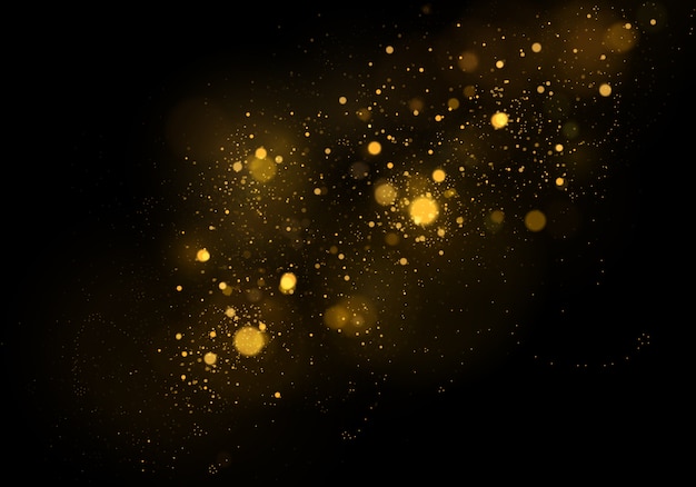 Abstracte achtergrond met gouden bokeh-effect, stofdeeltjes. Premium Vector