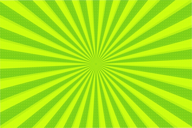 Abstracte achtergrond van groene en gele stralen Premium Vector