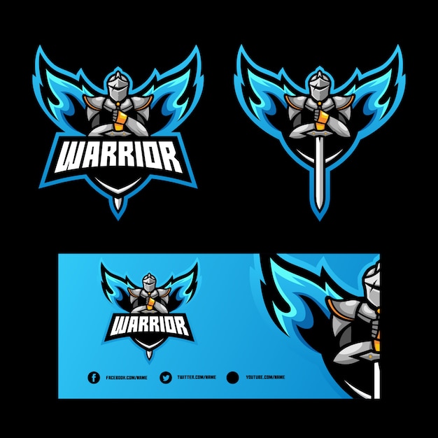 Abstracte angel warrior illustratie vector ontwerpsjabloon Premium Vector