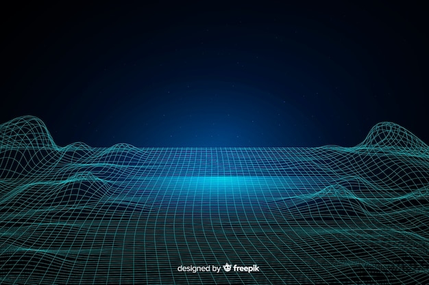Abstracte digitale deeltjes golven achtergrond Gratis Vector