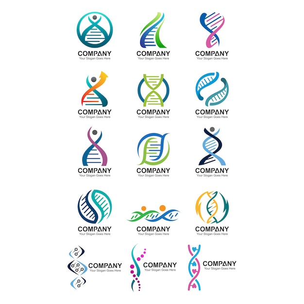 Abstracte Dna Logo Set Premium Vector