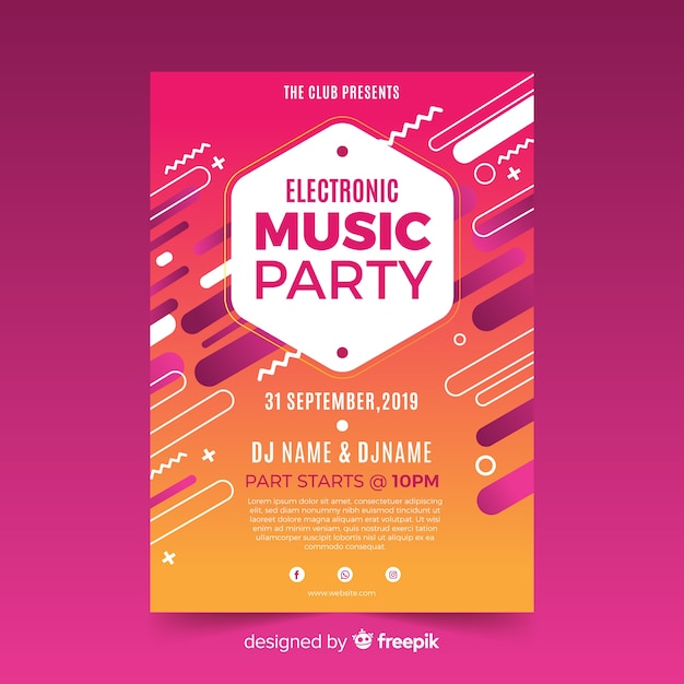 Abstracte elektronische muziek poster sjabloon Gratis Vector