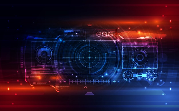 Abstracte futuristische schermsysteem virtuele achtergrond Premium Vector