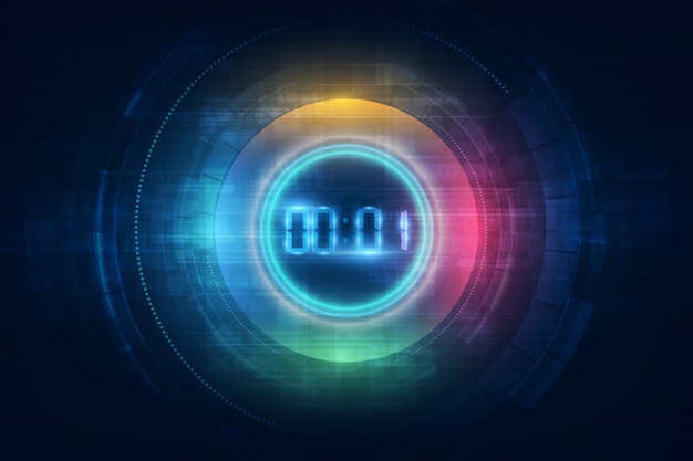 Abstracte futuristische technologie achtergrond met digitale nummer timer concept en aftellen Premium Vector