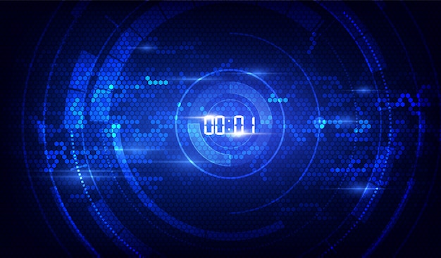 Abstracte futuristische technologie achtergrond met digitale nummer timer concept en aftellen, Premium Vector