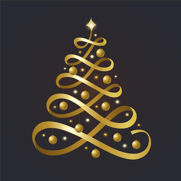 Abstracte gouden kerstboom Gratis Vector