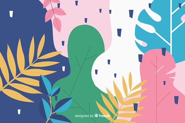 Abstracte hand getrokken bloemen en bladeren Gratis Vector