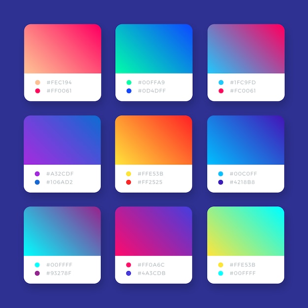 Abstracte heldere kleurrijke vectorverlopeninzameling Gratis Vector
