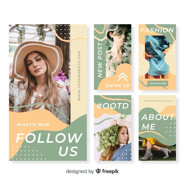 Abstracte instagram verhalen sjabloon Gratis Vector