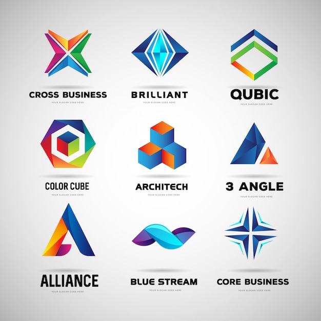 Abstracte kleurrijke logo-collectie Premium Vector