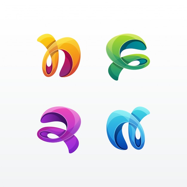 Abstracte kleurrijke logo set vector sjabloon Premium Vector