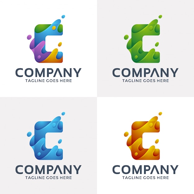 Abstracte letter c met 3d-stijl. Premium Vector