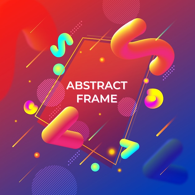 Abstracte memphis stijl vloeibare 3d vormen achtergrond Premium Vector