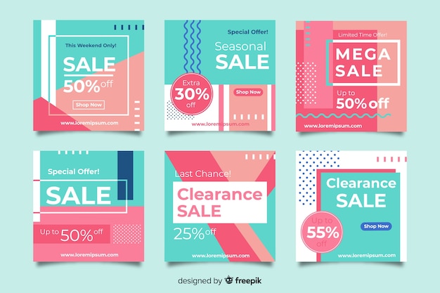 Abstracte mode verkoop instagram post collectie Gratis Vector