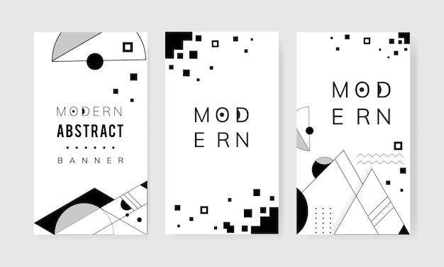 Abstracte moderne zwart-witte sjabloonreeks Gratis Vector