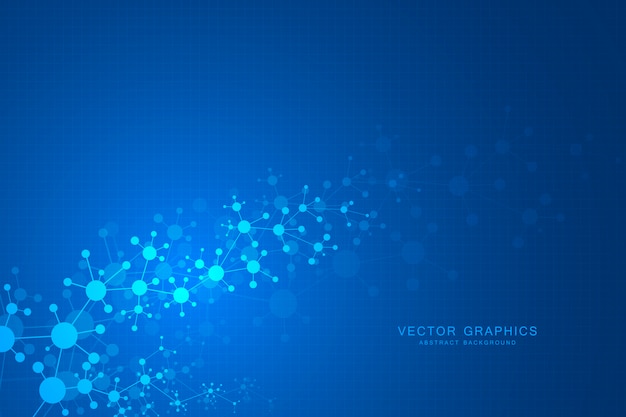 Abstracte moleculeachtergrond, genetische en chemische samenstellingen Premium Vector