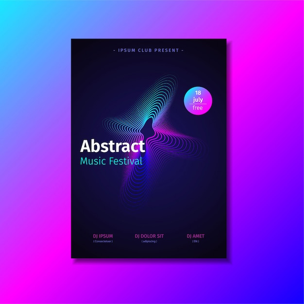 Abstracte muziek poster sjabloon met verloop vorm. Premium Vector