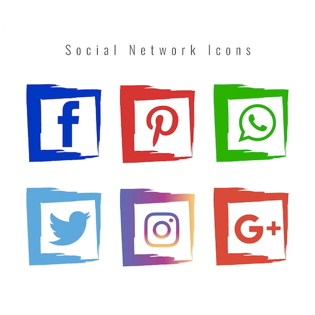 Abstracte sociale netwerk iconen set Gratis Vector