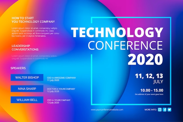 Abstracte technologie conferentie sjabloon Gratis Vector