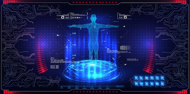 Abstracte technologie ui futuristische concept hud interface hologram elementen Premium Vector