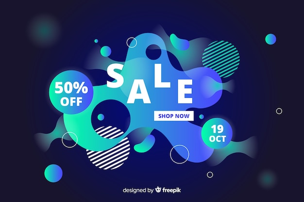 Abstracte verkoop vloeistof effect achtergrond Gratis Vector