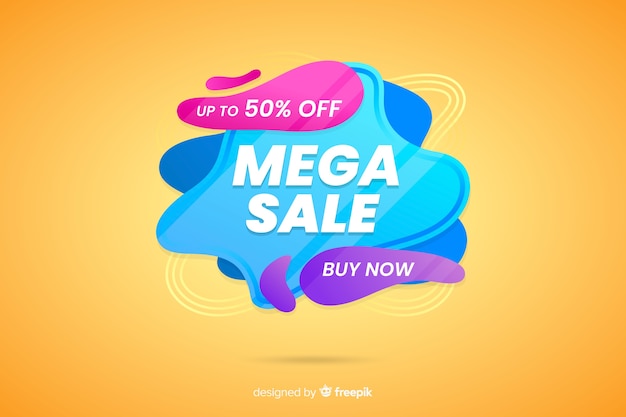 Abstracte vloeibare mega-verkoop achtergrond Gratis Vector
