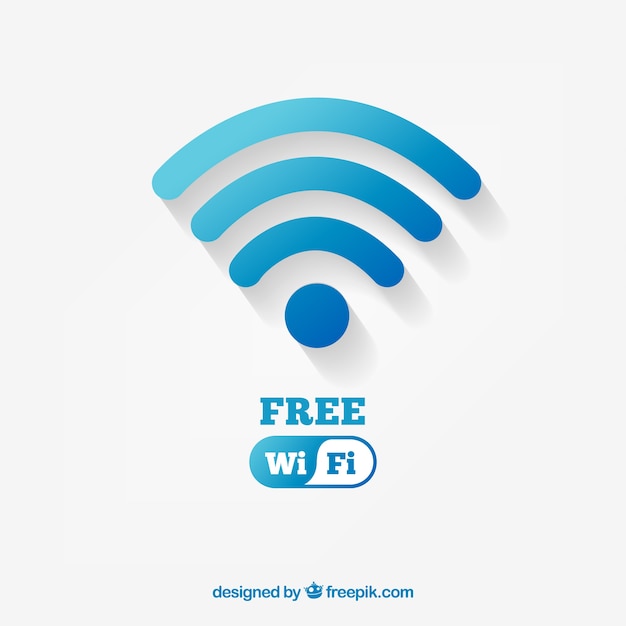 Achtergrond met blauw wifi symbool in plat ontwerp Gratis Vector