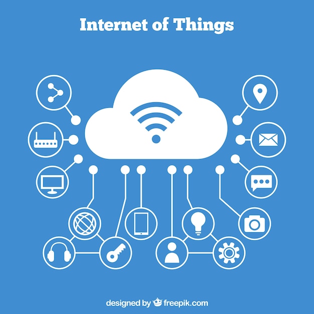 Achtergrond van dingen die verband houden met de cloud Gratis Vector