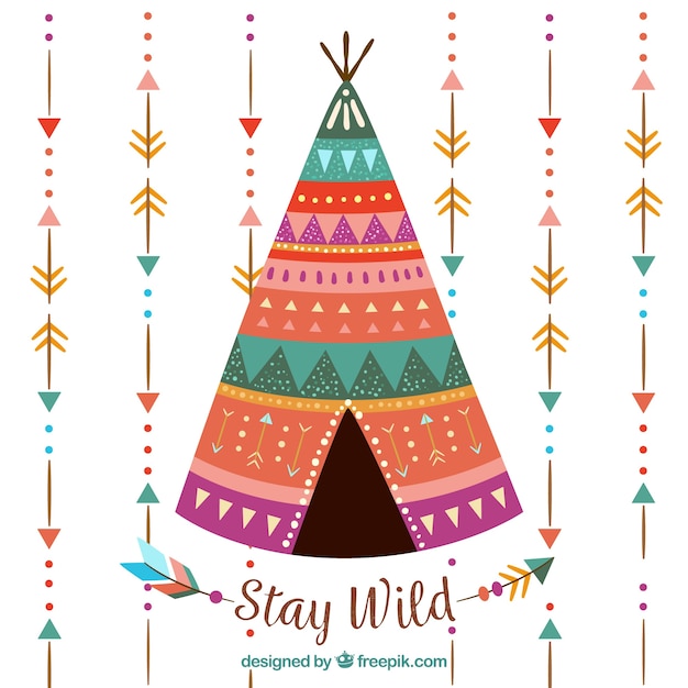 Achtergrond van pijlen en boho tent Gratis Vector