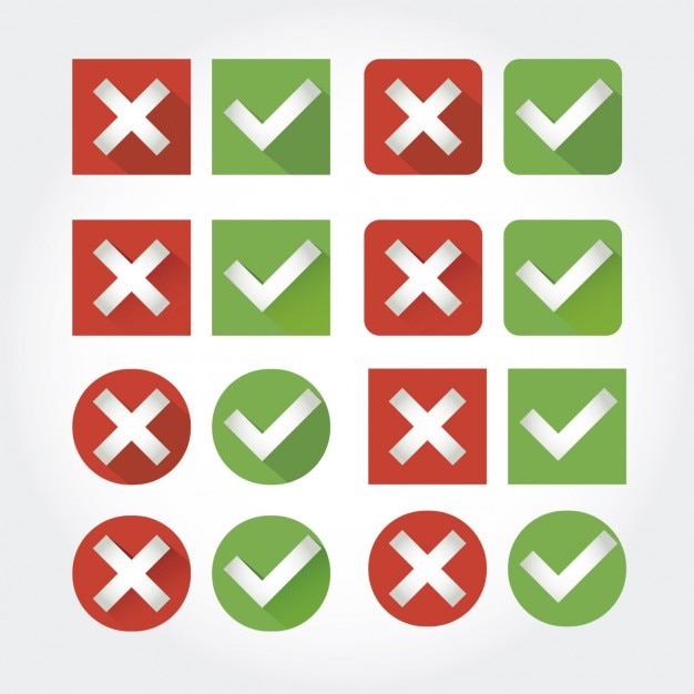 Annuleren en controleren button collection Gratis Vector