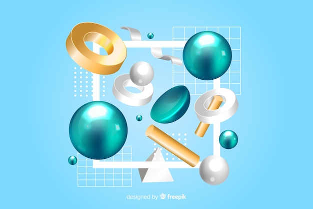 Antigravity geometrische vormen met 3d effect Gratis Vector