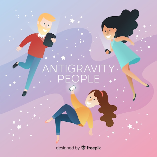 Antigravity mensen achtergrond Gratis Vector
