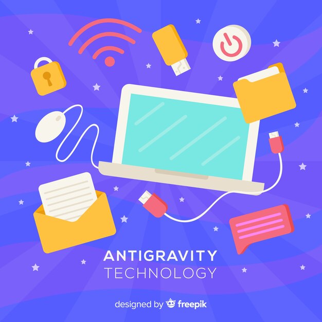 Antigravity-technologie met elementen Gratis Vector