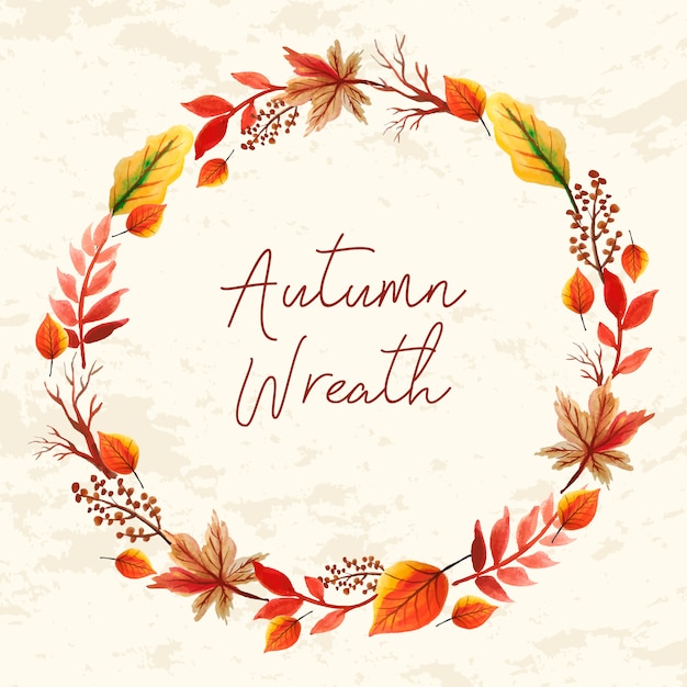 Aquarel bloemen frame, bladeren herfst krans Premium Vector