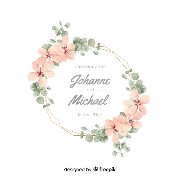 Aquarel bloemen frame bruiloft uitnodiging Gratis Vector
