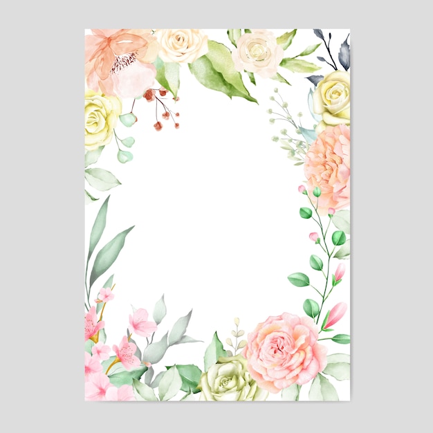 Aquarel bloemenframe multifunctionele achtergrond Premium Vector