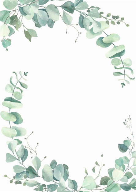 Download Aquarel eucalyptus verlaat frame. | Premium Vector