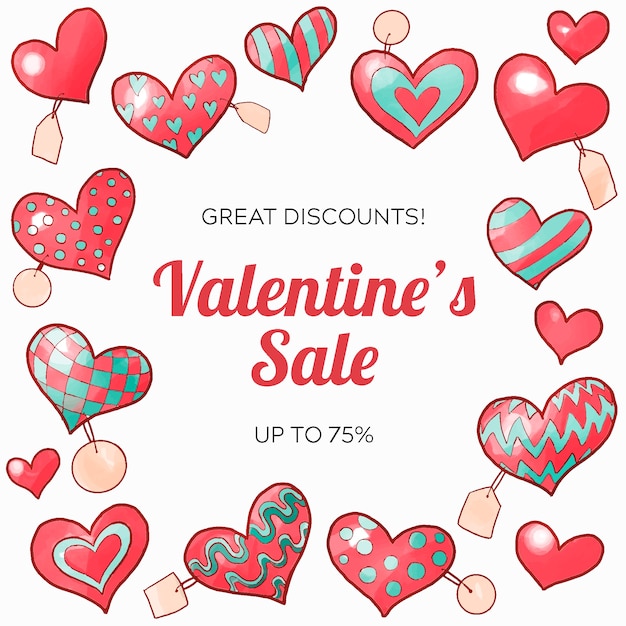 Aquarel valentijnsdag verkoop concept Gratis Vector