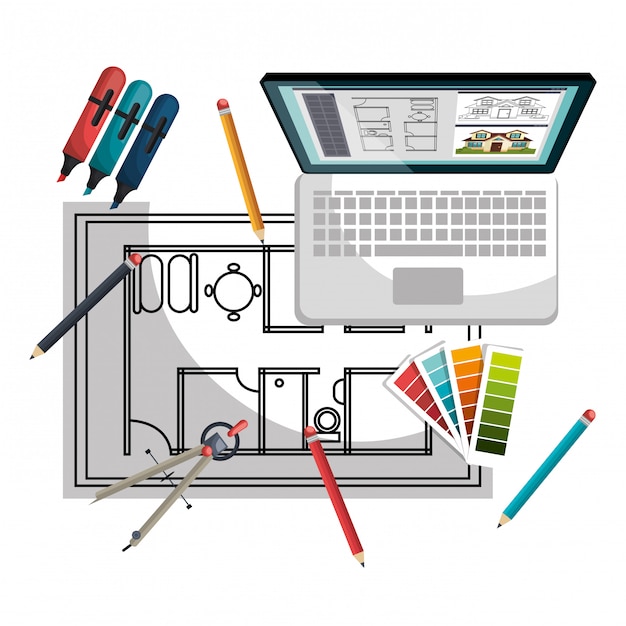 Architectuur projectontwerp Gratis Vector