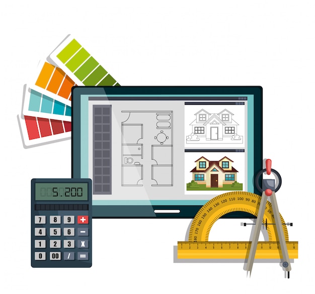 Architectuur projectontwerp Gratis Vector