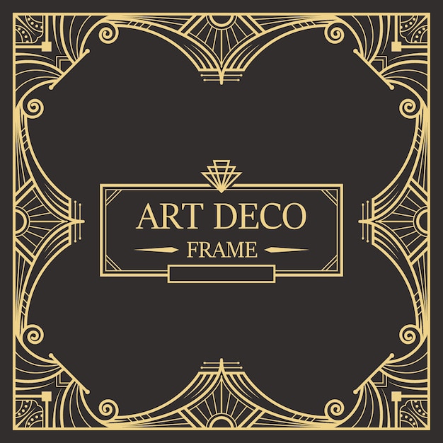 Art deco rand en frame sjabloon. Premium Vector