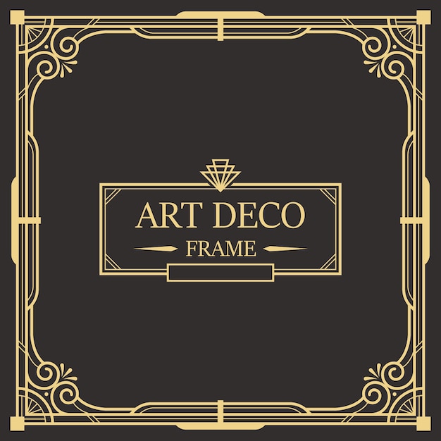 Art deco-rand en kadersjabloon. Premium Vector