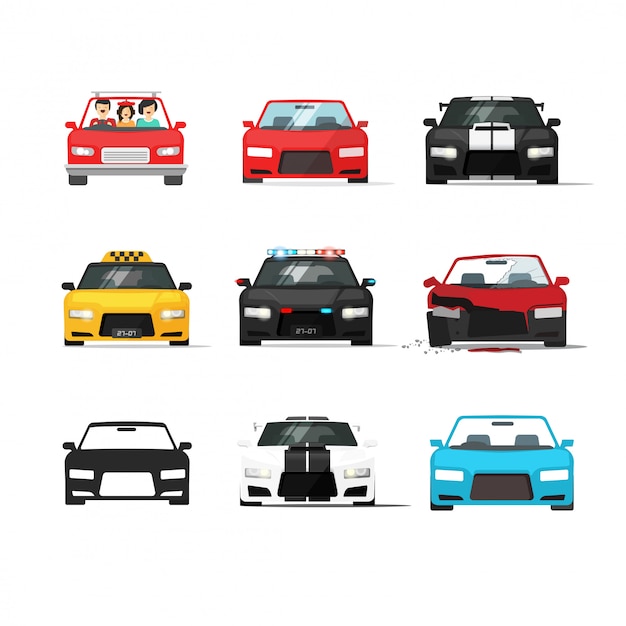 Auto's of auto set vector platte cartoon Premium Vector