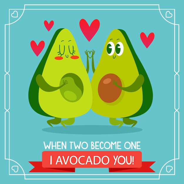 Avocado Achtergrond Met Liefde Citaat Vector Premium Download