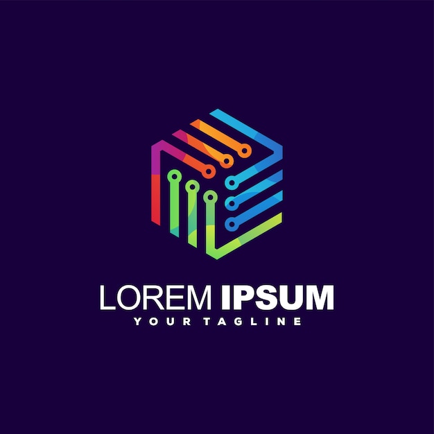 Awesome gradiënt kubus logo ontwerp Premium Vector