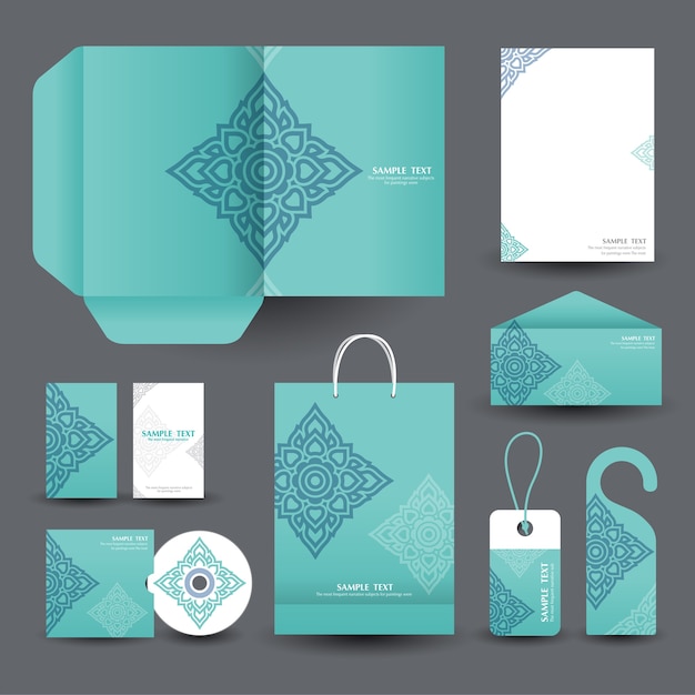 Aziatische kunststijlen zakelijke briefpapier Premium Vector