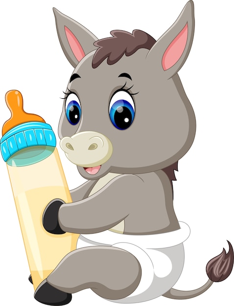 haspel Kennis maken Bijna Baby ezel houden melk fles | Premium Vector