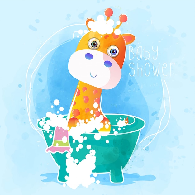 Download Baby shower schattige baby giraffe | Premium Vector