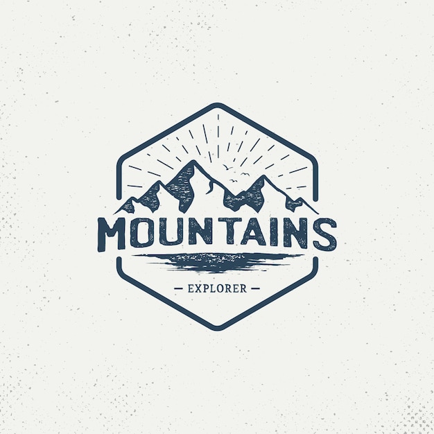 Badge mountain vintage logo Premium Vector